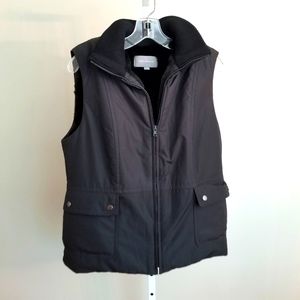Ann Taylor Black Faux Fur Lined Vest. Size M.